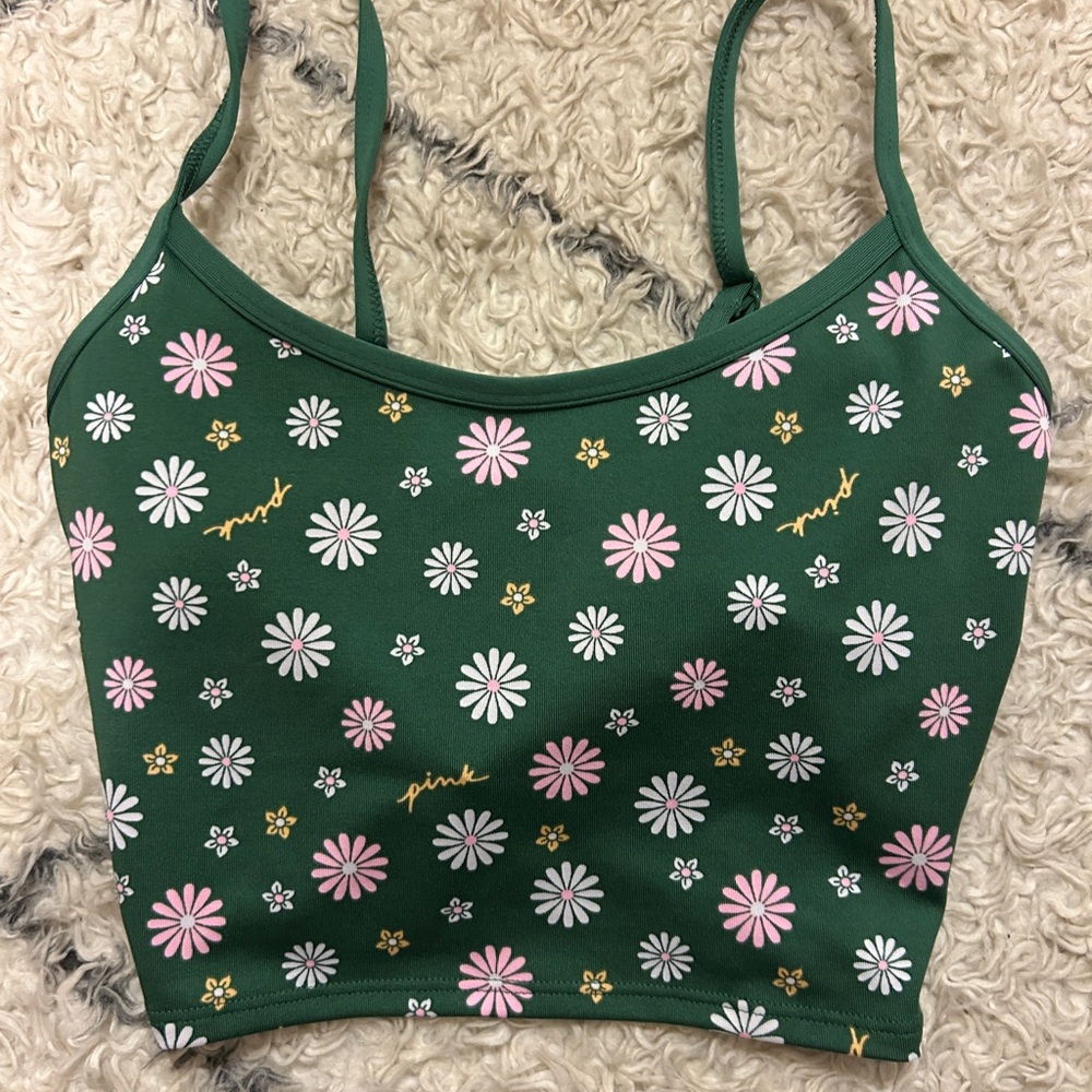PINK Victoria's Secret Green Camisole with Pink and Gold Floral